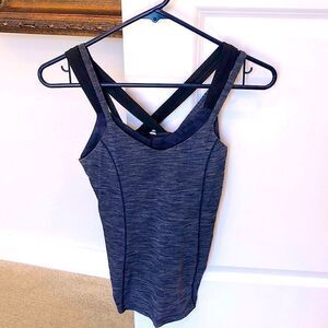 NWOT Lululemon navy & white striped workout tank with built in bra